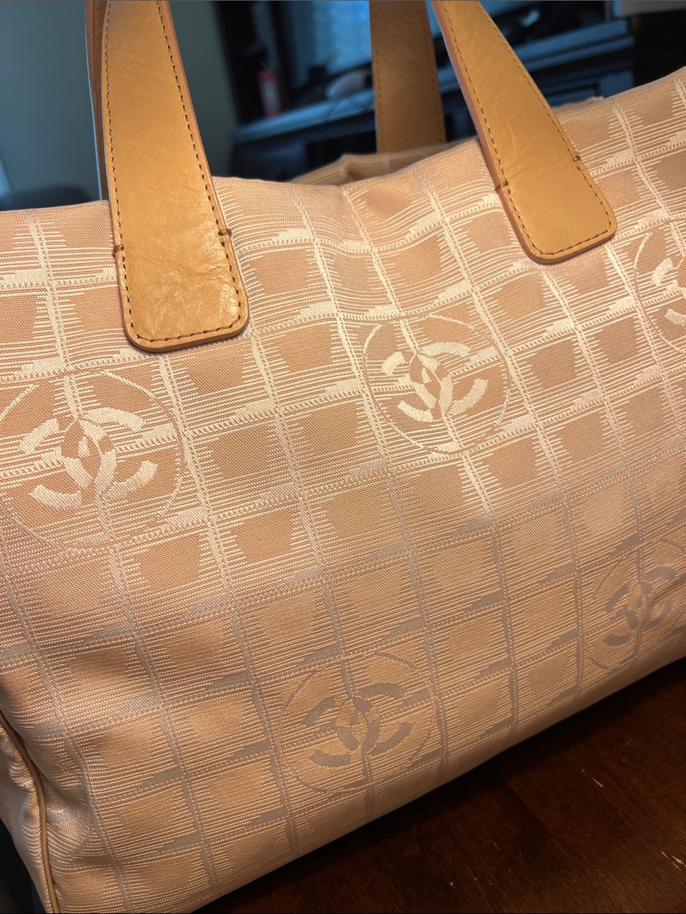 Authentic Chanel Beige/blush Canvas Tote Bag - Picture 7 of 17